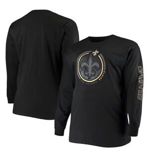 Men’s New Orleans Saints Fanatics Black Big & Tall Long Sleeve T-shirt Size 3XL